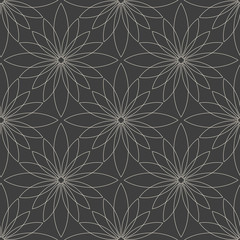 Seamless abstract flower pattern on grey background