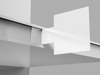 PVC Blank Printing Plastic Shelf Talker for Shopping Mall Promotion. 3d render illustration.