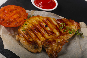 Grilled pork steak