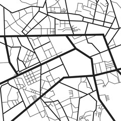 FMap of the city, locality. Black scheme on a white background. GPS navigation, along the road and streets. Flat vector cartoon illustration. Objects isolated on white background.