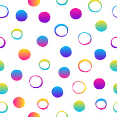 Abstract rainbow seamless pattern background. Modern futuristic illustration for birthday card, party invitation, wallpaper, holiday wrapping paper, fabric, bag print, t shirt,  workshop advertising.