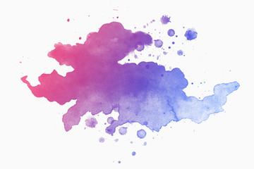 Abstract pink-blue watercolor on white-gray background
