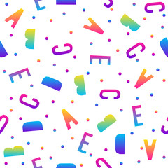 Abstract rainbow seamless pattern background. Modern futuristic illustration for birthday card, party invitation, wallpaper, holiday wrapping paper, fabric, bag print, t shirt,  workshop advertising.