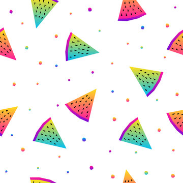 Abstract rainbow seamless pattern background. Modern swatch for birthday card, kids party invitation, shop sale wallpaper, holiday wrapping paper, fabric, bag print, t shirt,  workshop advertising