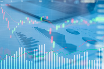 Business graphs and charts report , calculator on desk of financial planing. Financial abstract concepts.
