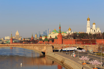 View of Moscow Kremlin on a sunny spring morning