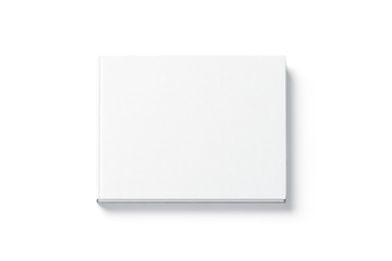 Blank white rectangular hardback book mock up, top view, 3d rendering. Empty notebook hard cover...