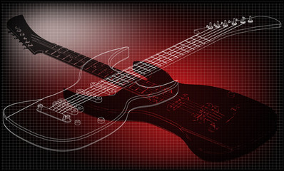 Guitar on a red