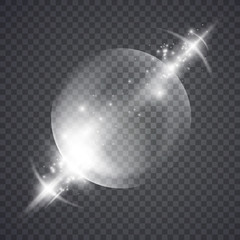Glass sphere of glowing lights effects isolated on transparent background, abstract magic Illustration