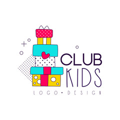 Kids club logo, design element for development, educational or sport center vector Illustration isolated on a white background