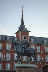 Naklejka na ściany i meble Plaza Mayor. Torre de la Casa de la Panadería / Main Square. Tower of the House of the Bakery. Madrid 