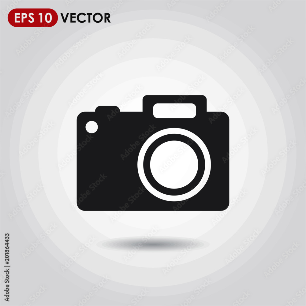 Poster camera single vector icon on light background