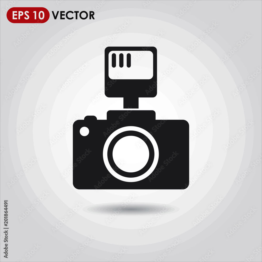 Poster camera single vector icon on light background