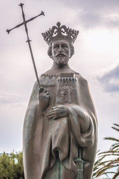 Statue of king Stephen Tvrtko I in port of Herceg Novi, Montenegro