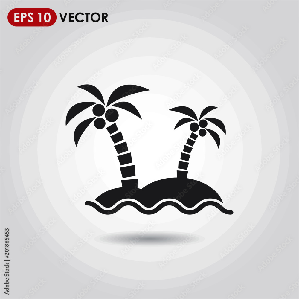 Poster island with palms single vector icon on light background