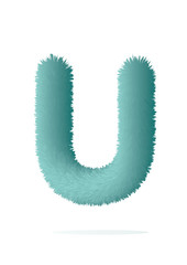  fur alphabet capital letter. letter alphabet character U font - vector illustration