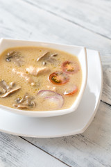 Bowl of thai tom kha soup