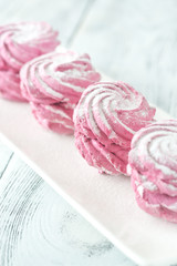 Marshmallow on the white plate