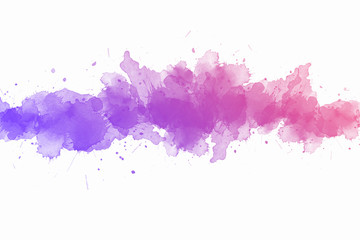 Abstract purple-blue watercolor on white background