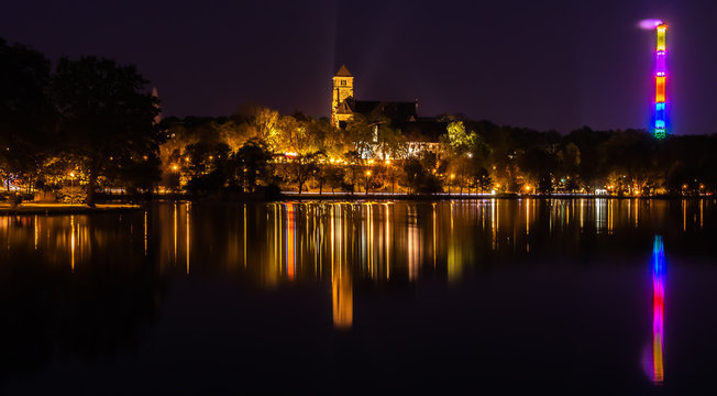 Schlossteich Chemnitz bei Nacht