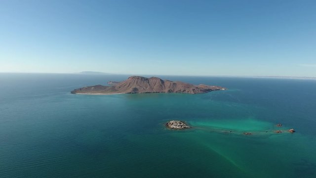 Aerial panoramic views of isla San Jose, Baja California 
Sur, Mexico. Sea of cortez.