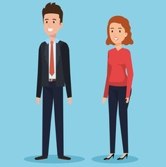 business couple avatars characters vector illustration design