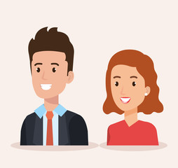 business couple avatars characters vector illustration design