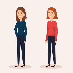 Fototapeta na wymiar group businesswomen avatars characters vector illustration design