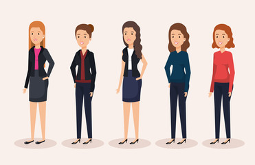 Fototapeta na wymiar group businesswomen avatars characters vector illustration design