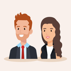 business couple avatars characters vector illustration design