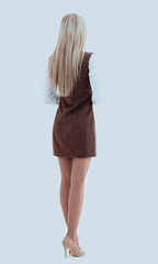 rear view. young business woman .portrait in full growth
