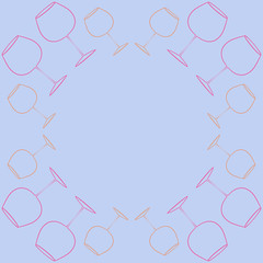 Wineglass    pattern, copy space . Hand drawn.