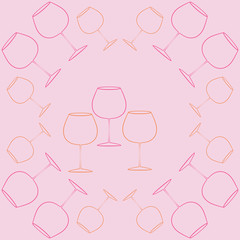 Wineglass  pattern . Hand drawn.