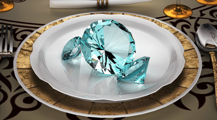 Cucina Di Diamanti, Alta Cucina, Chef, Ristorante, Menu, illustrazione 3d