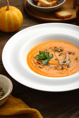 Autumn food - pumpkin soup