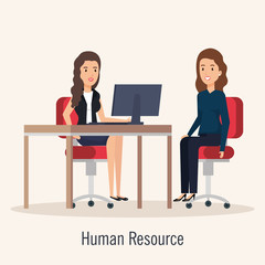 Obraz premium resources human office company scene with businesspeople vector illustration