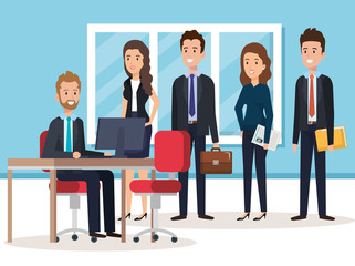 resources human office company scene with businesspeople vector illustration