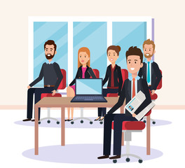 resources human office company scene with businesspeople vector illustration