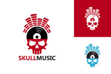 Skull Music Logo Template Design Vector, Emblem, Design Concept, Creative Symbol, Icon