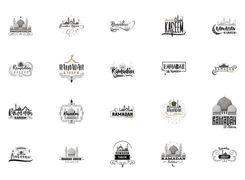Ramadan Kareem mubarak banner set for postcards and other uses.