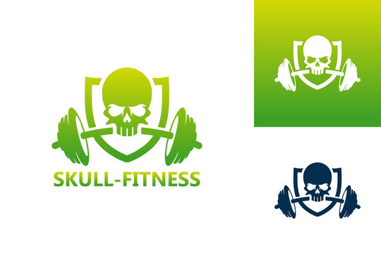 Skull Fitness Logo Template Design Vector, Emblem, Design Concept, Creative Symbol, Icon