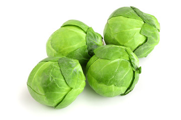 Brussels sprouts isolated on white background closeup