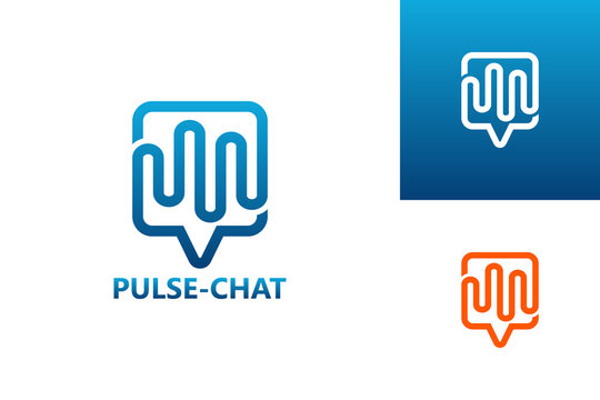 Pulse Chat Logo Template Design Vector, Emblem, Design Concept, Creative Symbol, Icon