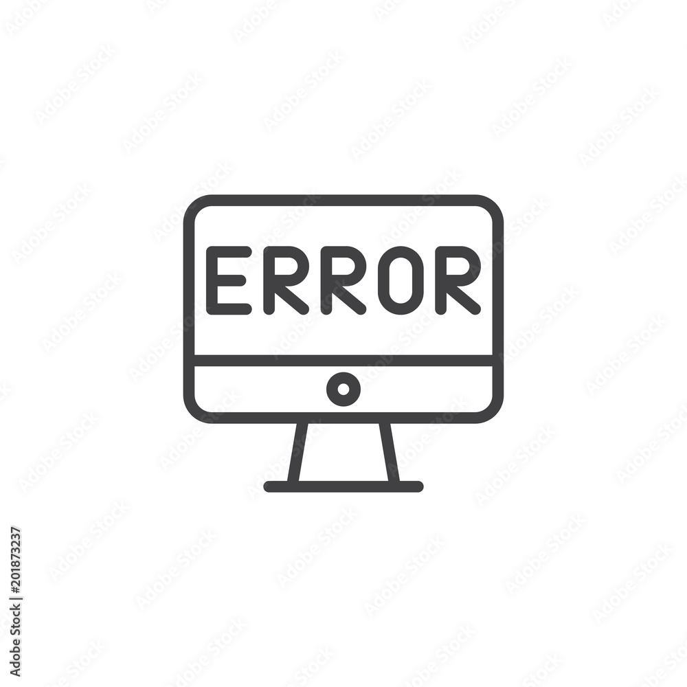 Fototapete computer error outline icon. linear style sign for mobile concept and web design. error sign on a co