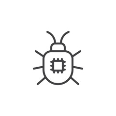 Computer bug outline icon. linear style sign for mobile concept and web design. Computer virus simple line vector icon. Symbol, logo illustration. Pixel perfect vector graphics