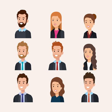 business people group avatars characters vector illustration design