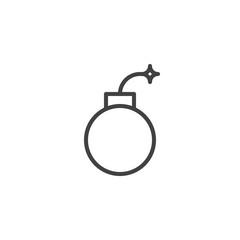 Bomb outline icon. linear style sign for mobile concept and web design. Malware simple line vector icon. Symbol, logo illustration. Pixel perfect vector graphics