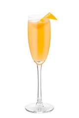 Cocktail Mimosa decorated with orange peel