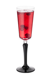 Kir Royal traditional cocktail with red currants