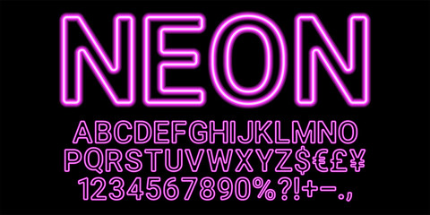 Neon font in purple color